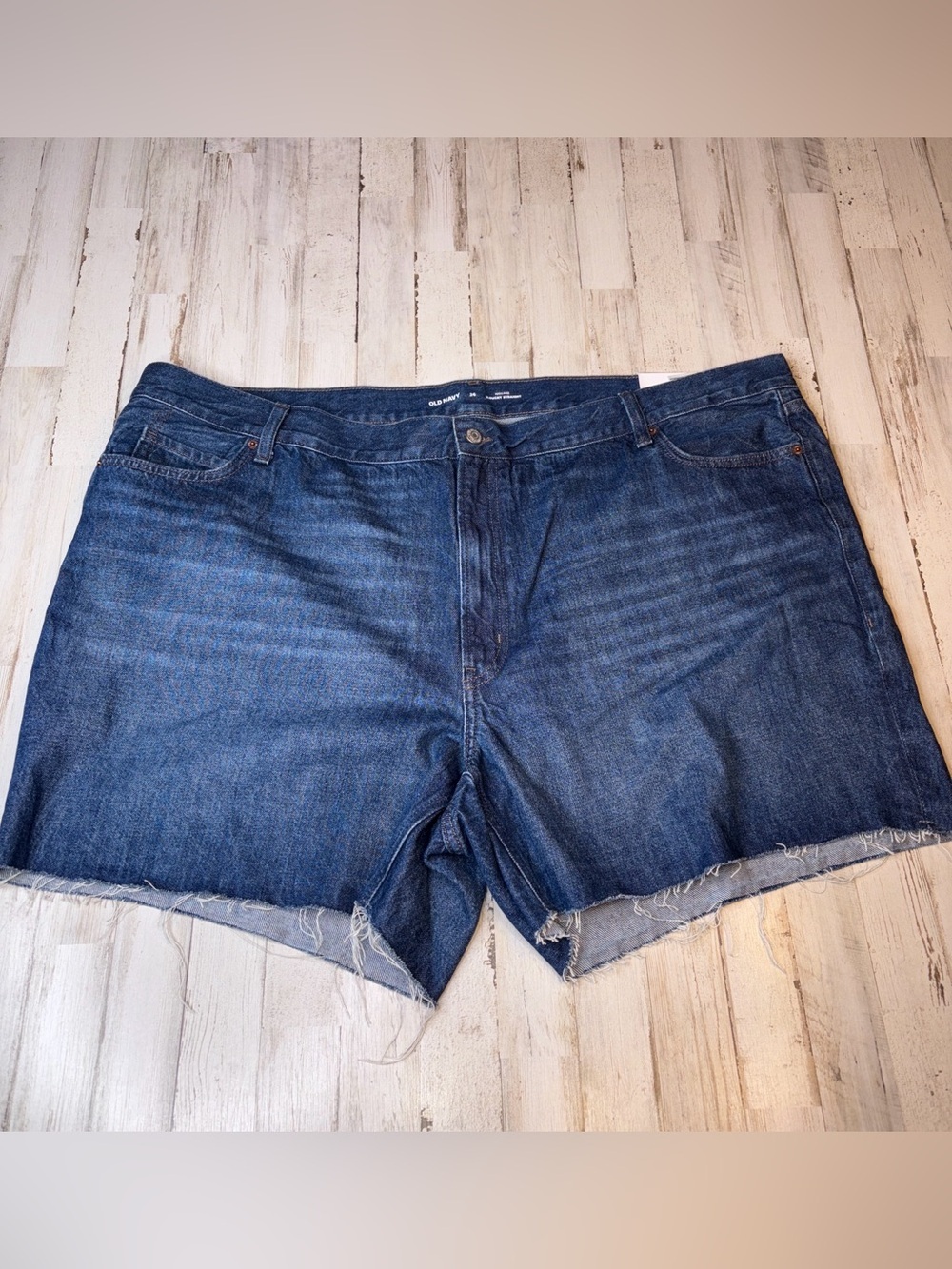Old Navy High-Rise Slouchy Straight Blue Denim Cutoff Shorts Plus Size 26